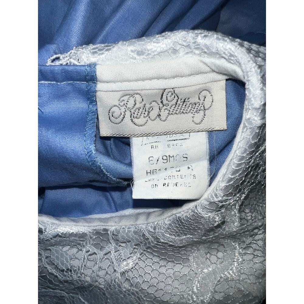 Vintage rare editions blue and white ruffles frilly lace baby girl dress 6/9mos - Picture 7 of 7